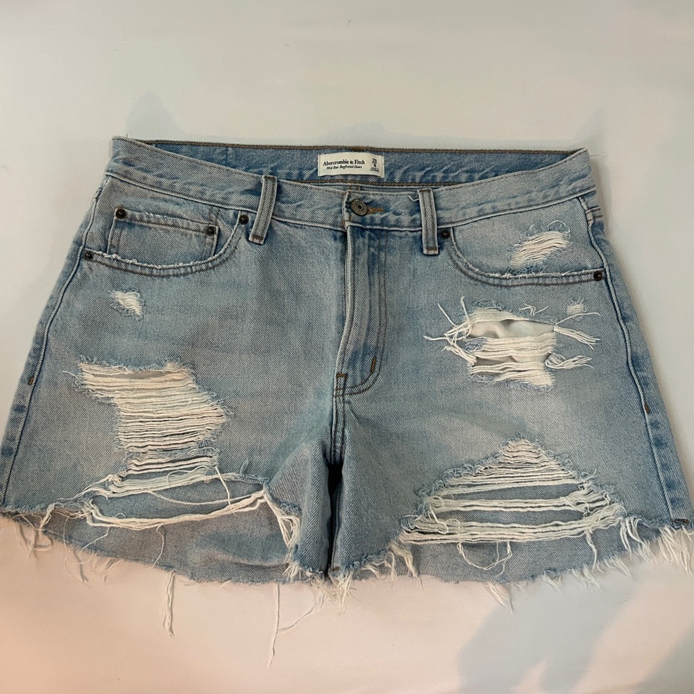 Abercrombie & Fitch Blue Jean Shorts Mid Rise Boyfriend Short